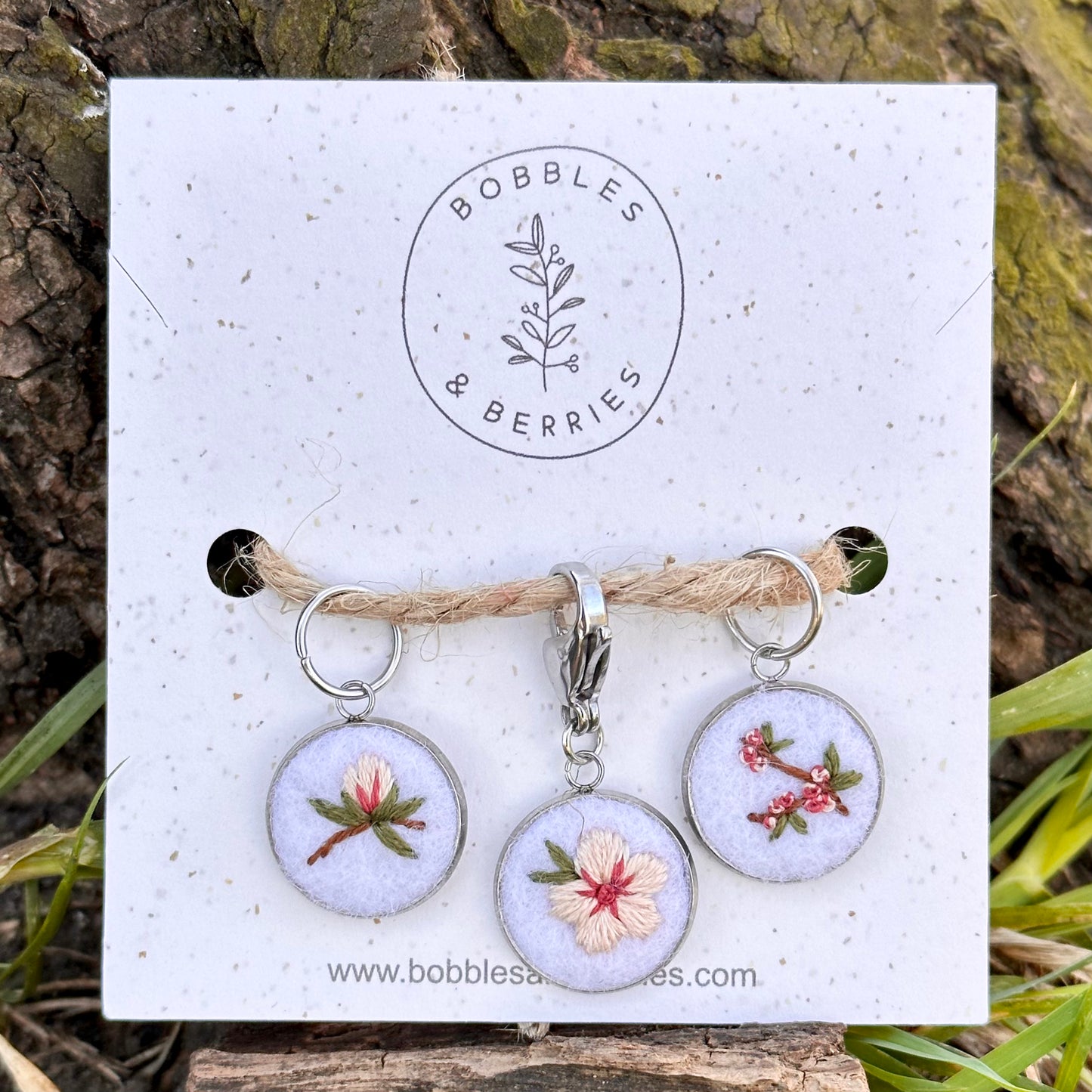 Cherry Blossoms · Stitch Marker Set