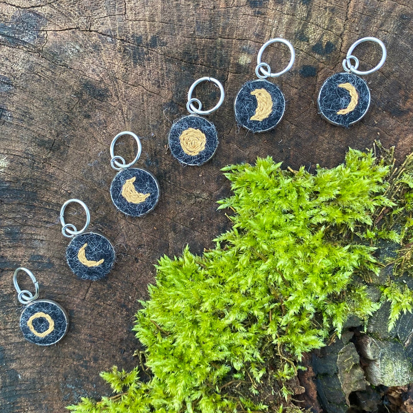 Moon Phases (Gold) · Stitch Marker Set