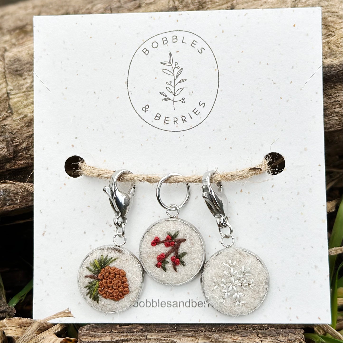 Winter Hedgerow · Stitch Marker Set