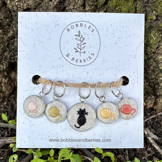 Whiskers & Wool - Stitch Marker Set