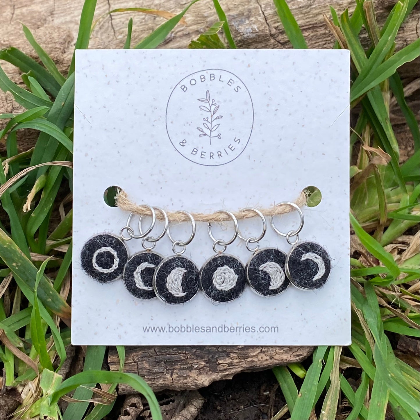 Moon Phases (Silver) · Stitch Marker Set