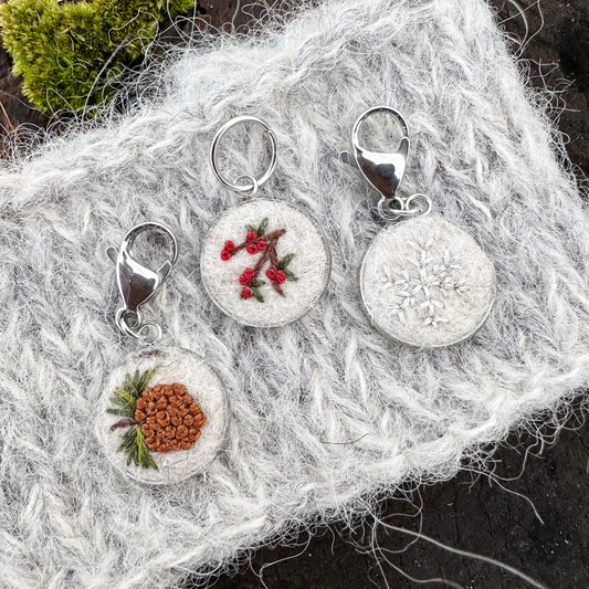 Winter Hedgerow · Stitch Marker Set